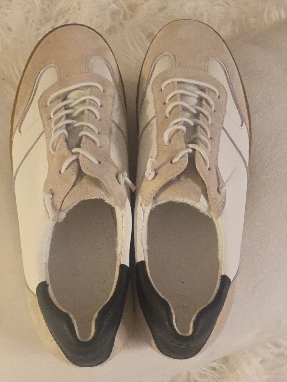 Paul Green Alison Men White & Beige Leather and Suede Lace-Up Sneaker 7.5 NWOT
